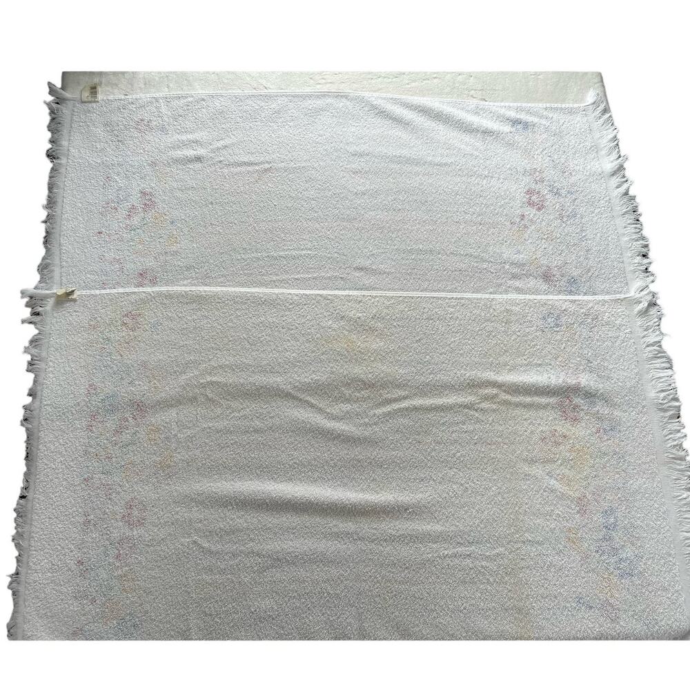 Cannon Vintage Floral Striped Bath Towel Set  Red Yellow White USA - Picture 4 of 9